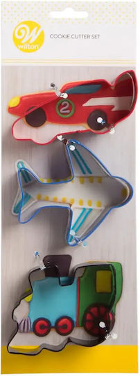 Metallic Cookie Cutter Wilton Airplane Car Train 3 Pieces 018.80.016