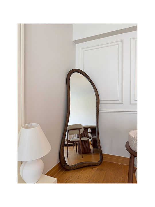 SteweHome Asymmetrischer Boden- oder Standspiegel mit Braun Holz Rahmen 180x80cm