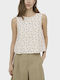 Damenbluse Ärmellos Polka Dot Beige