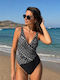 Costum De Baie Întreg Alb Negru