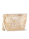 Kbas Fabric Beach Bag with Toiletry Bag Gold