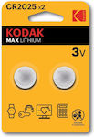 Kodak Max Lithium Μπαταρία Ρολογιών CR2025 3V