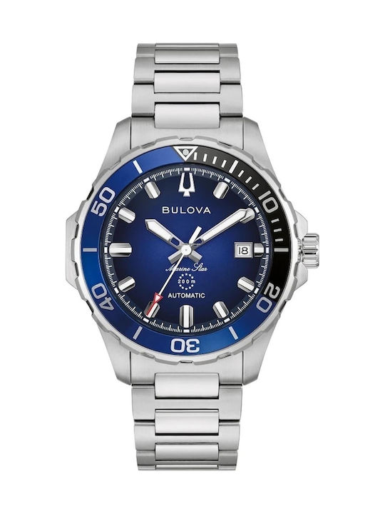 Bulova Marine Star Ανδρικό Ρολόι Αυτόματο με Ασημί Μεταλλικό Μπρασελέ