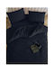SteweHome Cotton Duvet Cover Set 200x220cm Double With 2 Pillowcases Black