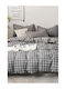 SteweHome Cotton Duvet Cover Set 220x240cm Double With 2 Pillowcases Gray
