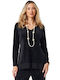 Women's Velvet Long Sleeve Blouse with V-Neckline Bordeaux