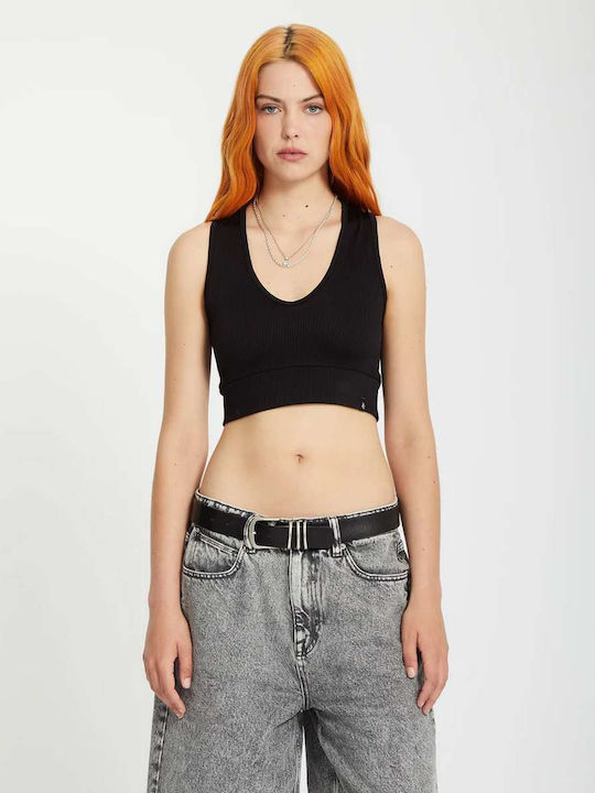 Γυναικείο Crop Top Αμάνικο Black Black