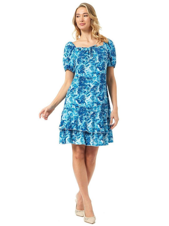 Mini Damenkleid mit Rüschen Blau