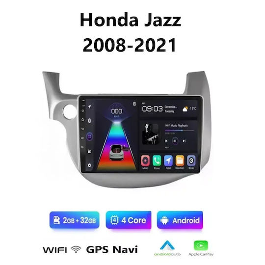 Sistem Audio Auto pentru Honda Jazz 2008-2012 (Bluetooth/USB/WiFi/GPS/Apple CarPlay/Android Auto) cu Ecran Tactil 9"