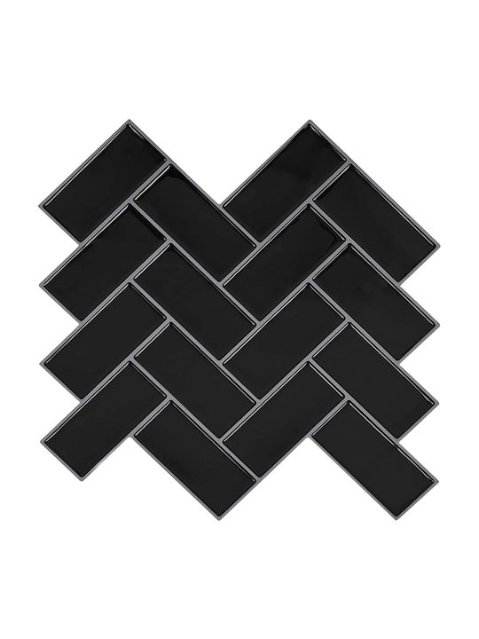 Vidaxl Плочка Рибена Кост 10 Броя Черна 30 X 30...