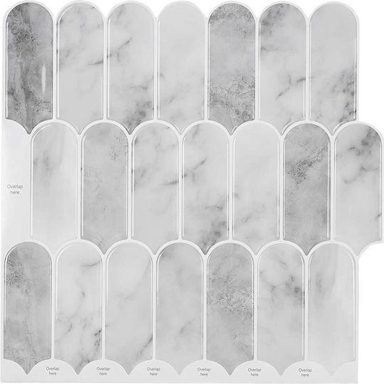 Vidaxl Tile Feather 10 Pieces Grey Marble 30 x 30 Cm