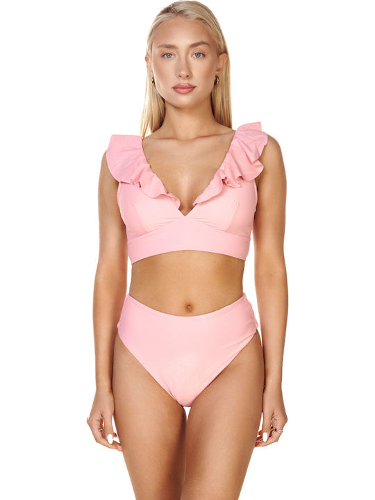 Comfort Set Bikini Talie Înaltă Roz