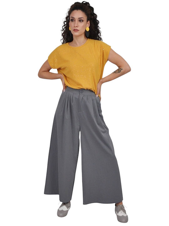 Damen Stoffhose mit Gummiband in Gerade Bein Stil Hellblau