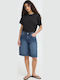 Women's Jean Bermuda Washed Medium Blue