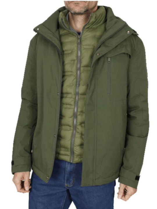 Geacă Parka de Iarnă Impermeabilă și cu Protecție Împotriva Vântului Kaki
