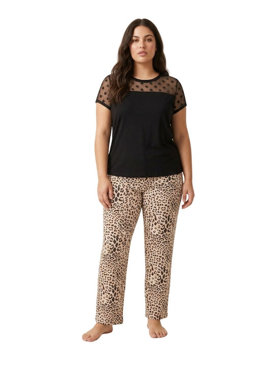 Siyah Inci Siyah Inci Sommer Damen Pyjama Set Leo