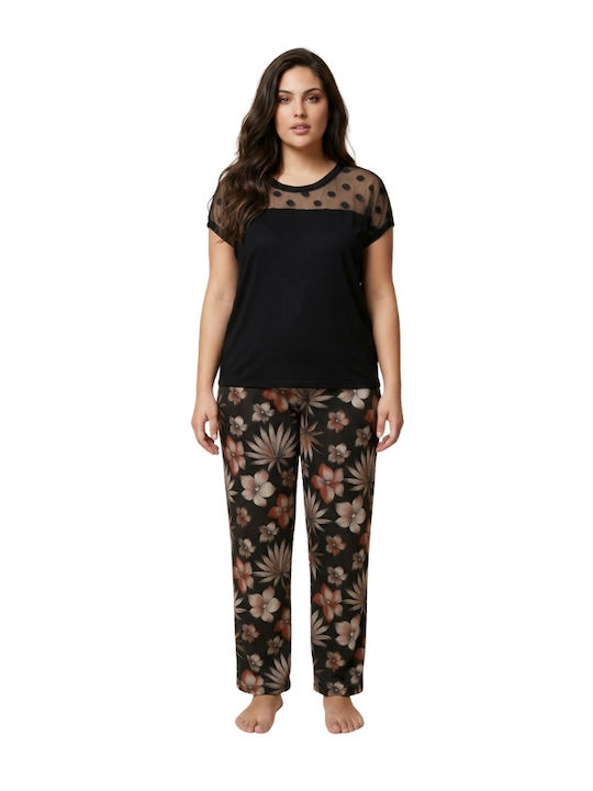 Siyah Inci Siyah Inci Sommer Damen Pyjama Set Leo