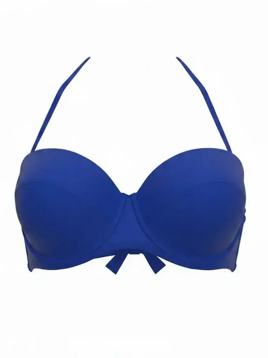 Top De Bikini Fără Bretele Cu Burete Albastru Ruar