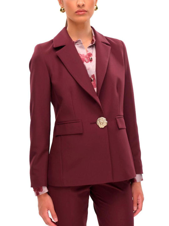 Fibes Long Women's Crepe Blazer Bordeaux