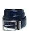 Men's Belt Leather Knitted Blue