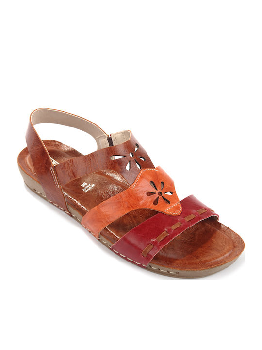Ace1 Women's Flat Sandals Brown Red Orange