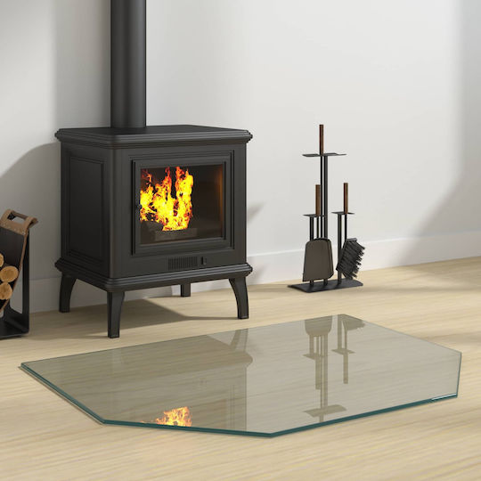 vidaXL Glass Fireplace Screen 80x60cm Transparent