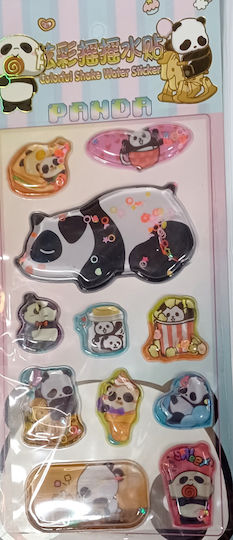 3D Bunte Wasser Wandsticker Panda Bär Kinder Wandsticker