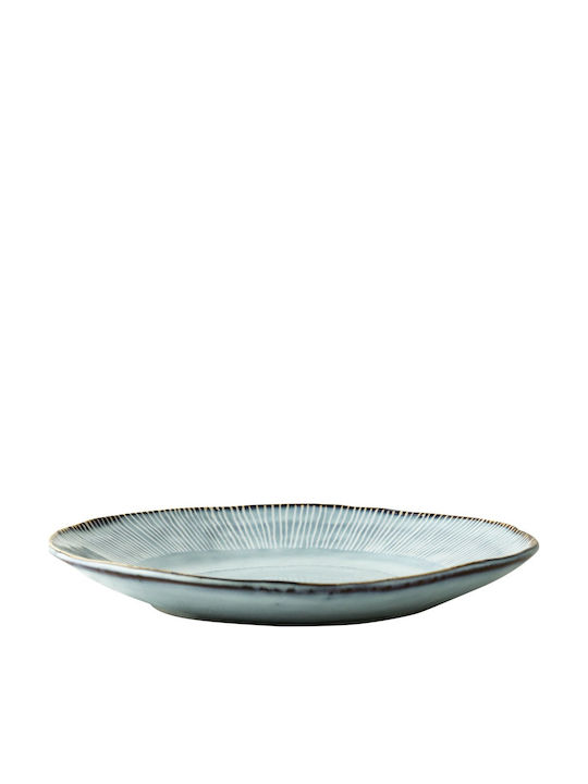 Dutch Rose Organic Shallow Ceramic Light Blue Plate Diameter 21.5cm