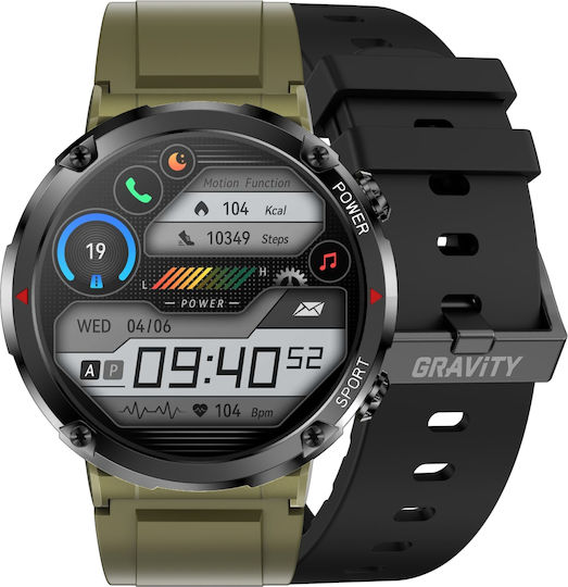 Εξυπνο Ρολοϊ Gravity Ζεγαρεκ Μεινσκι Smartwatch Gravity Gt21-7 Χακι Χακι Bk