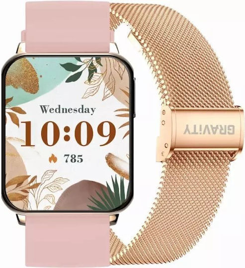 Smartwatch Gravity Rose Gold Black 2 Straps Gt26-3