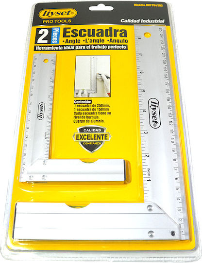 Carpenters Aluminum Angle Ruler Length 25cm with Spirit Level