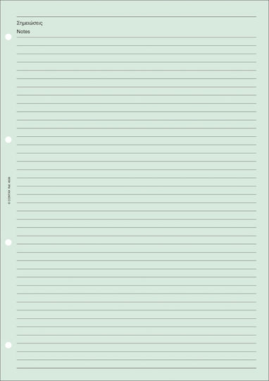 Contax Replacement Organizer Note Sheets Green Ruled A5 3506