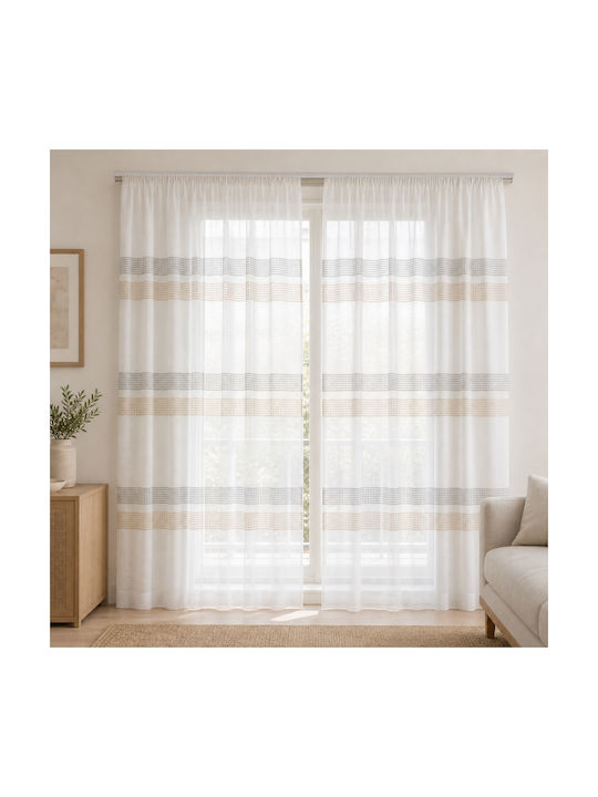 My Home Luxury Curtain With Pencil Pleat Beige 270x270cm