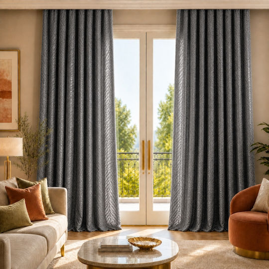 My Home Luxury Κουρτίνα με Τρέσα Γκρι Σκούρο 280x270εκ.