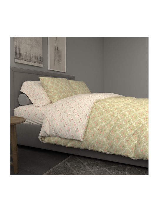 Charalambidis Textiles King Size Bed Sheet with Rubber Hugger 200x260cm Beige