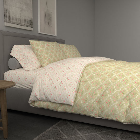 Charalambidis Textiles King Size Bed Sheet with Rubber Hugger 200x260cm Beige