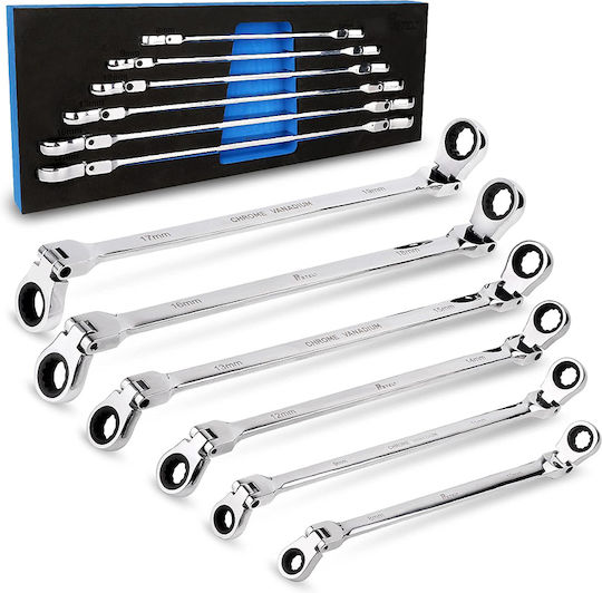 Exdel Tools Σετ 6 Μονά Κλειδιά Πολύγωνα Σπαστά με Μηχανισμό Καστάνιας