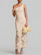 Summer Maxi Dress for Wedding and Christening with Lace Natural