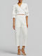 Women's High Rise Fabric Trousers White
