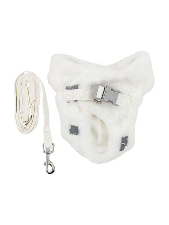 Set Harness+leash Dog Cat Dirty White Polyester Size S Insulated Set Harness+leash Dog Cat Dirty White Polyester Size S Insulated