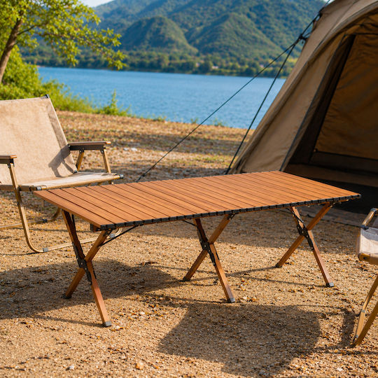 ForHome Metallischer Campingtisch Klappbar 120x60x45cm Braune