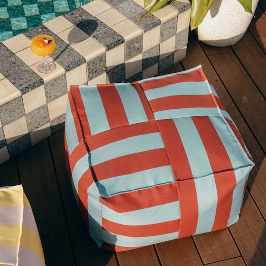 Bean Bag Stool Waterproof Toffee Blue Stripes