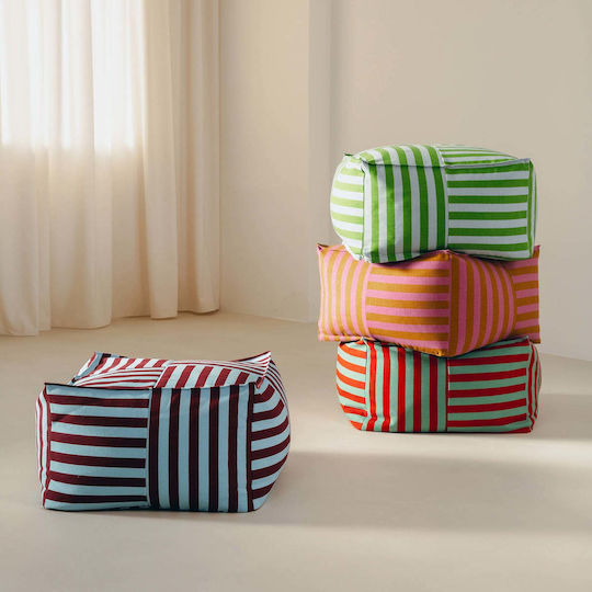 Πουφ Σκαμπό Burgundy Blue Stripes