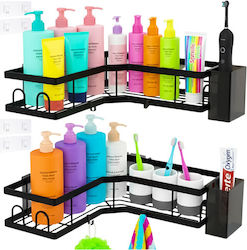 Ruhhy Heavy-Duty Corner Shelf Made of Stainless Steel in Black Colour 2 Pieces 18749