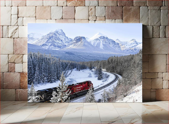 Painting Train In Snowy Mountain Landscape Train In Snowy Mountain Landscape 150x100