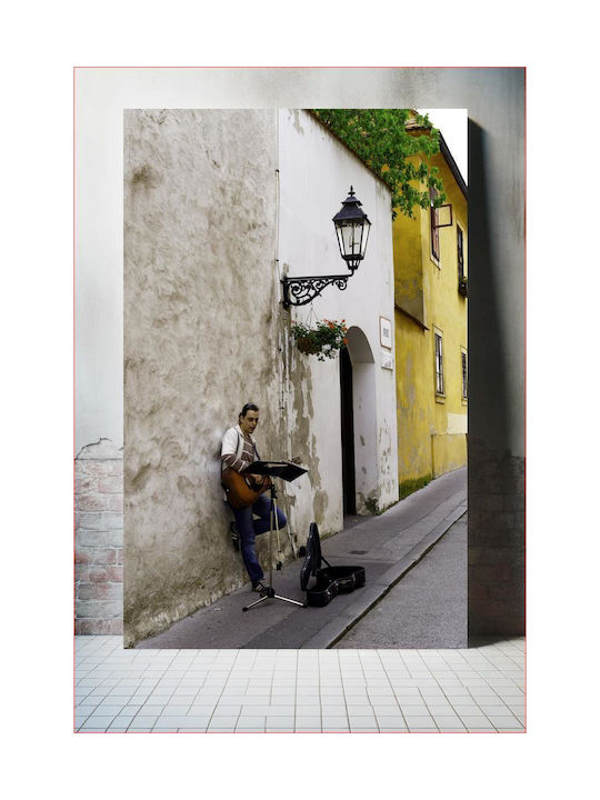 Painting Street Musician In A Quaint Alley Musician Of The Street A Picturesque Alley 70x100