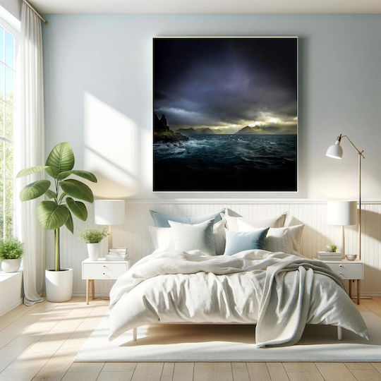 iLovePrints Stormy Sea Mountains Gemälde 90x90