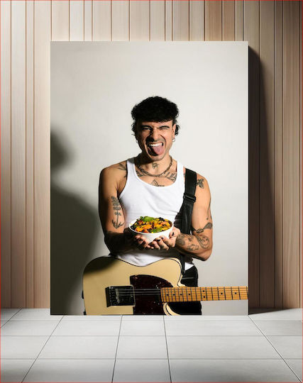 Painting Tattooed Musician A Bowl Food Musician Tattoo One Bowl Food 100x150