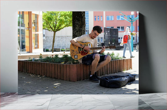 iLovePrints Gemälde Straßenmusiker Spielt Gitarre 100x70