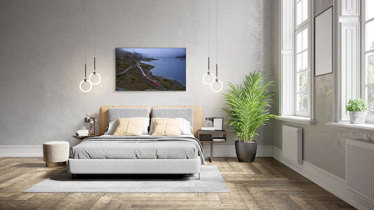 iLovePrints Gemälde Zug In Nebliger Berglandschaft 150x100